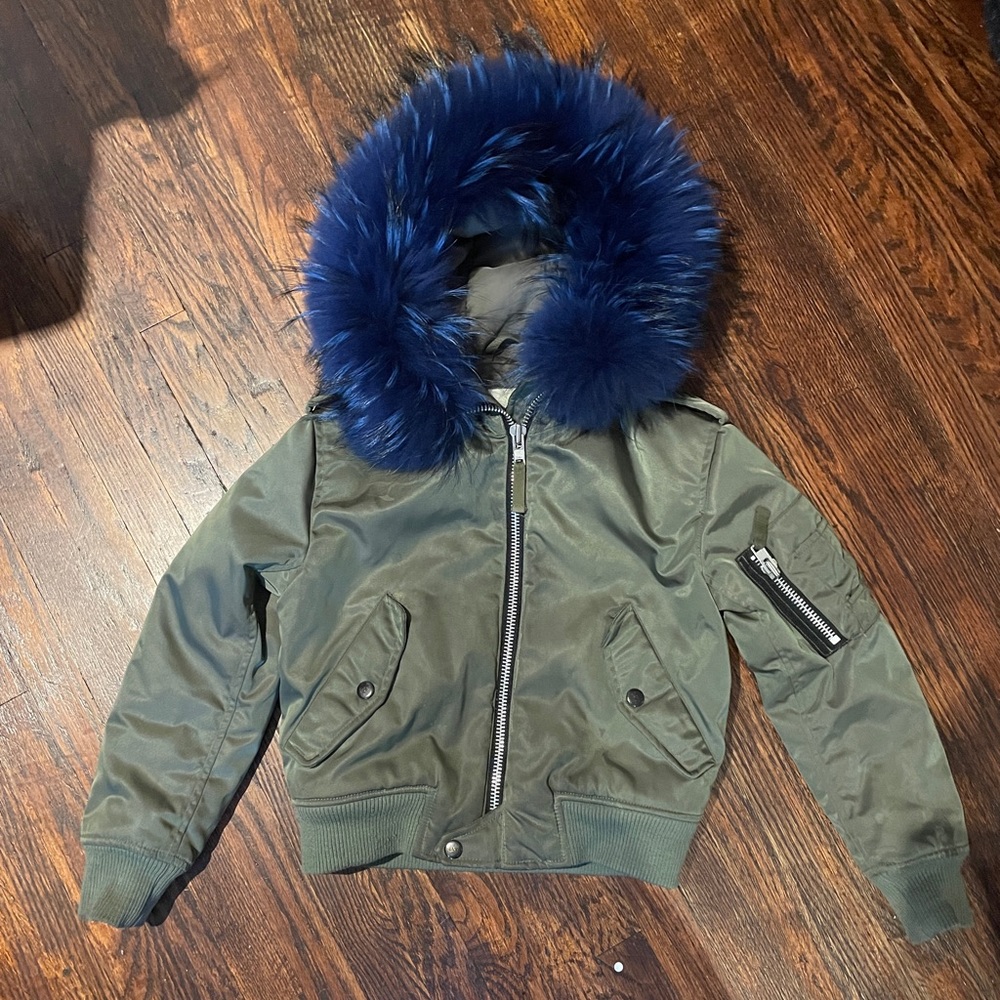SAM. New York Jenny girl’s fur trimmed bomber jacket size 8